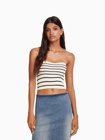 Bershka Gebreide top in Wit: voorkant