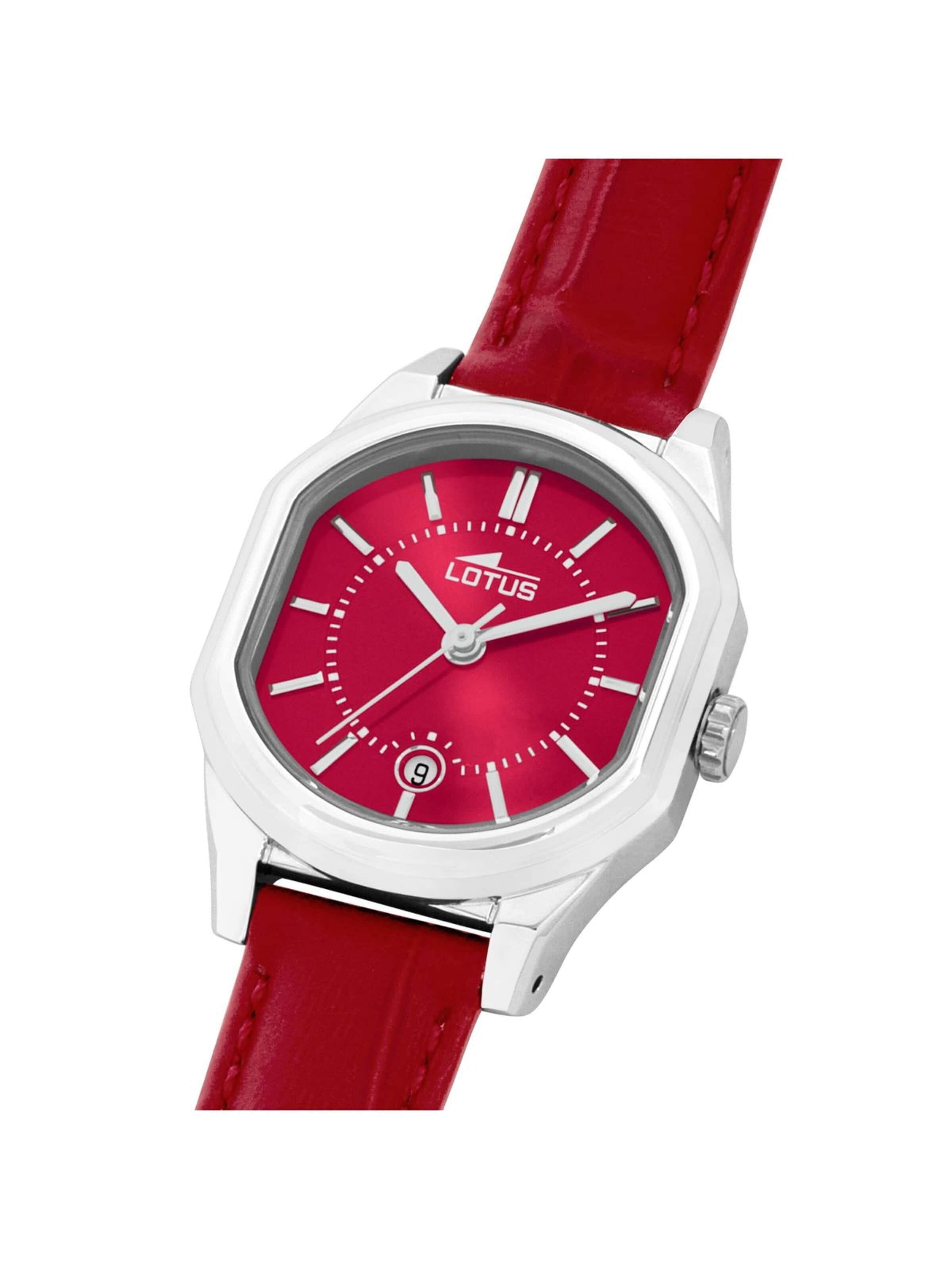 Montre à affichage analogique Lotus en rouge