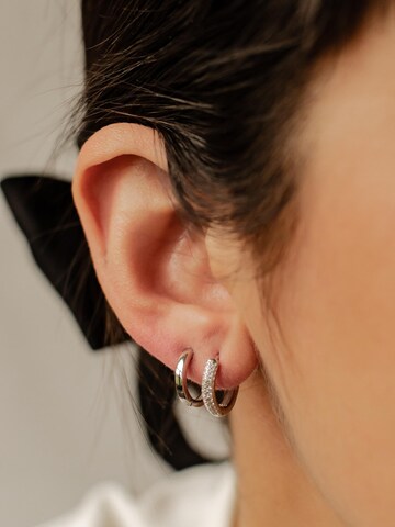 Orecchini 'Double Gemstone and Classic Band Hoop Set' di Hey Happiness in argento