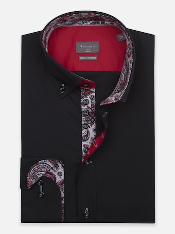 Slim fit Camicia business 'Donatello Poplin' di 7Camicie in nero