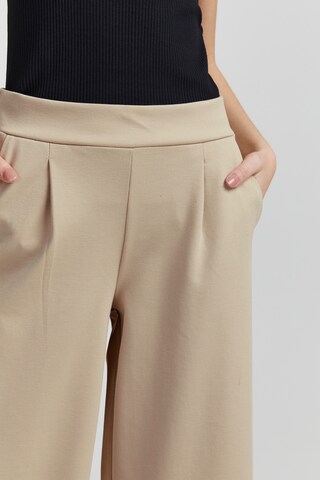 ICHI Wide Leg Stoffhose 'KATE' in Beige