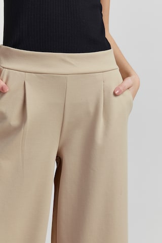 ICHI Wide leg Pleat-Front Pants 'IHKATE' in Beige