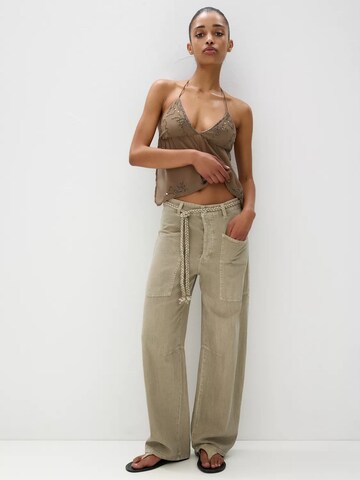 Wide Leg Jean Pull&Bear en marron