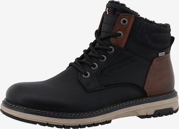 TOM TAILOR - Botas com atacadores em preto: frente