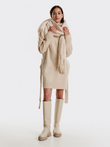 EDITED Gebreide jurk 'Okka' in Beige