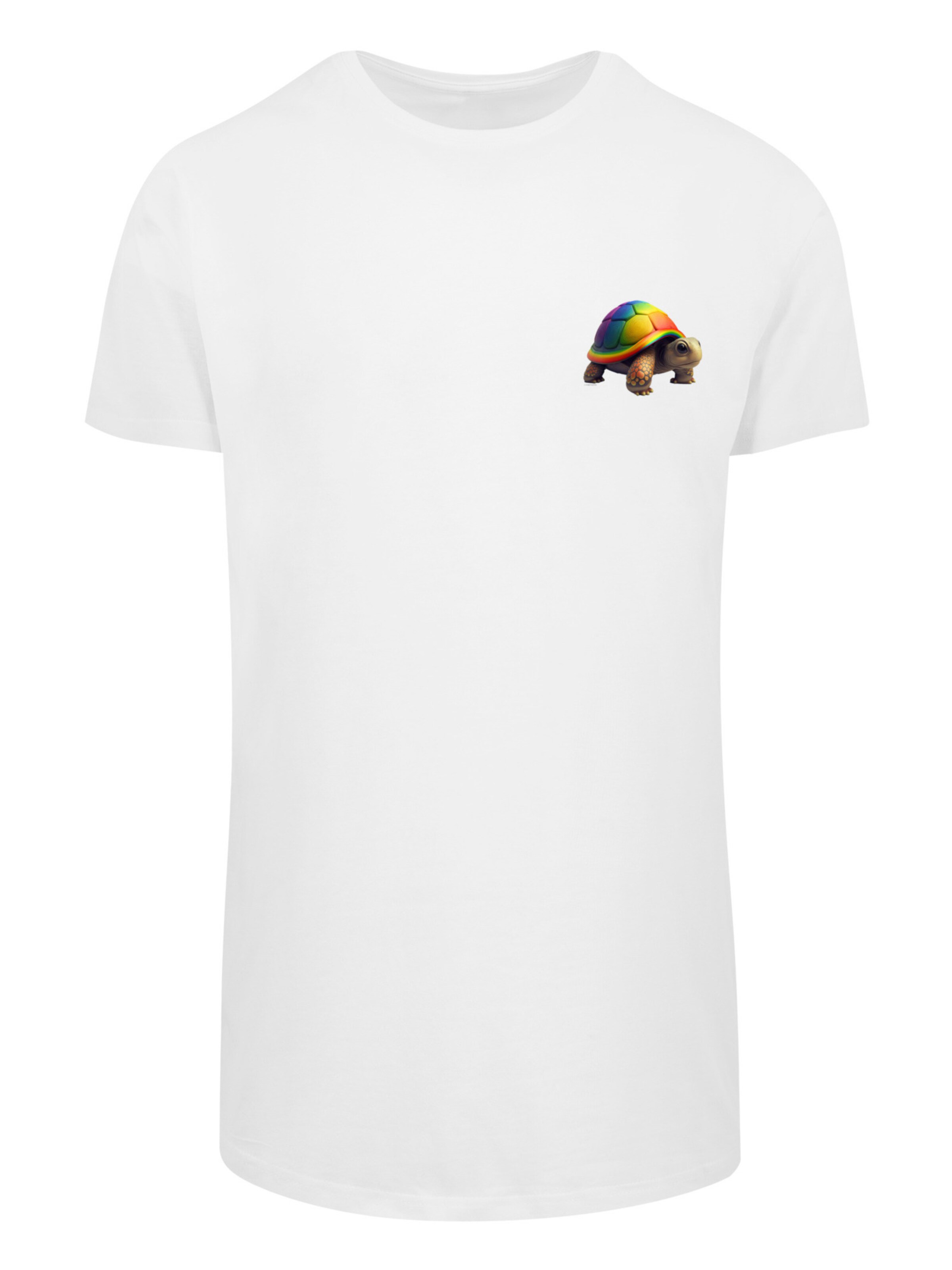 T-Shirt 'Rainbow Turtle' F4NT4STIC en blanc : devant