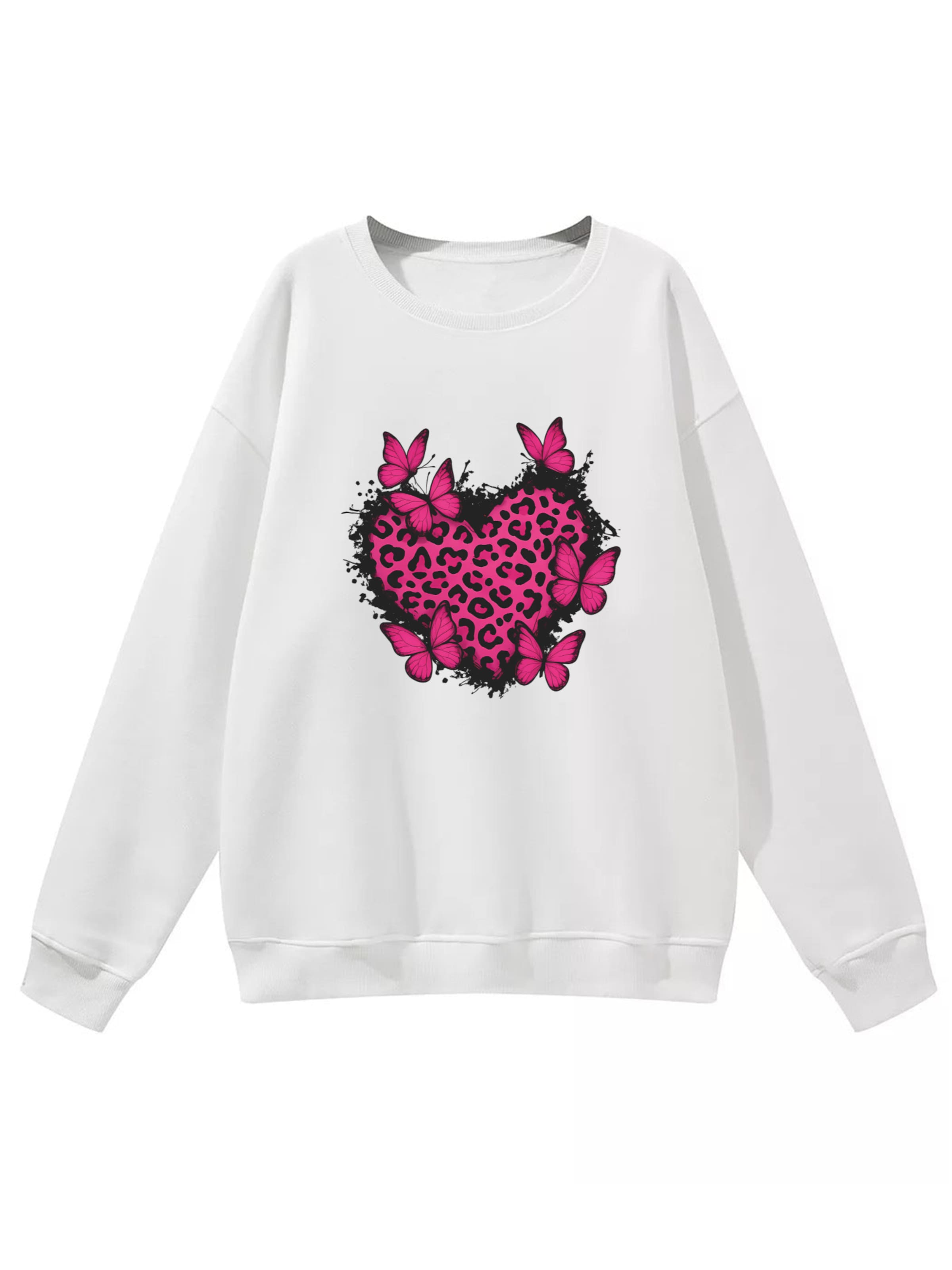 GORHEY - Sudadera 'Leopard Heart' en blanco: frente