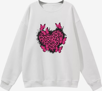 GORHEY - Sudadera 'Leopard Heart' en blanco: frente