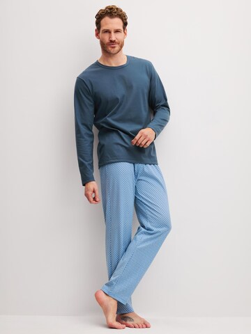 CALIDA Pyjama lang 'Cotton Special'‌‌‌‌‌‌ in Blau: Vorderseite