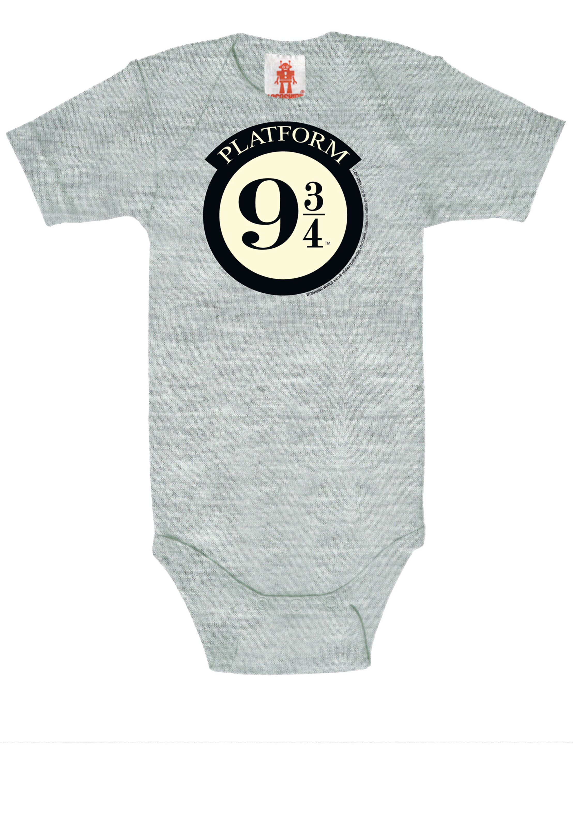 LOGOSHIRT Rompertje/body 'Harry Potter - Platform 9 3/4 Logo' in Grijs: voorkant
