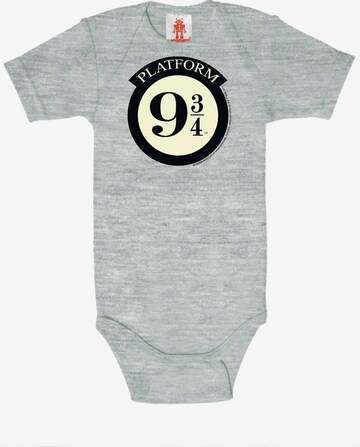 LOGOSHIRT Baby-Body 'Harry Potter - Platform 9 3/4 Logo' in Grau: predná strana