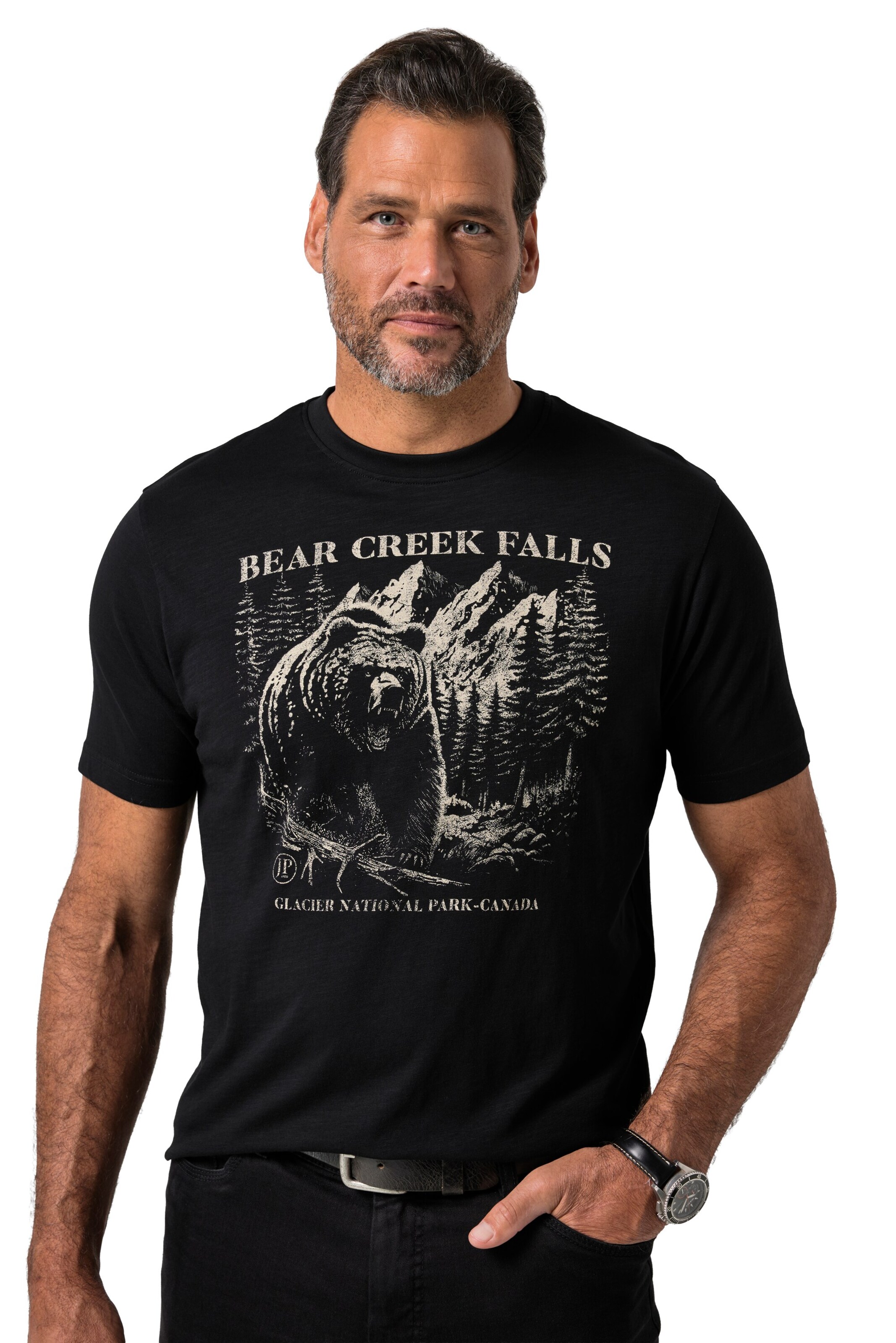 JP1880 Shirt in Schwarz: Vorderseite