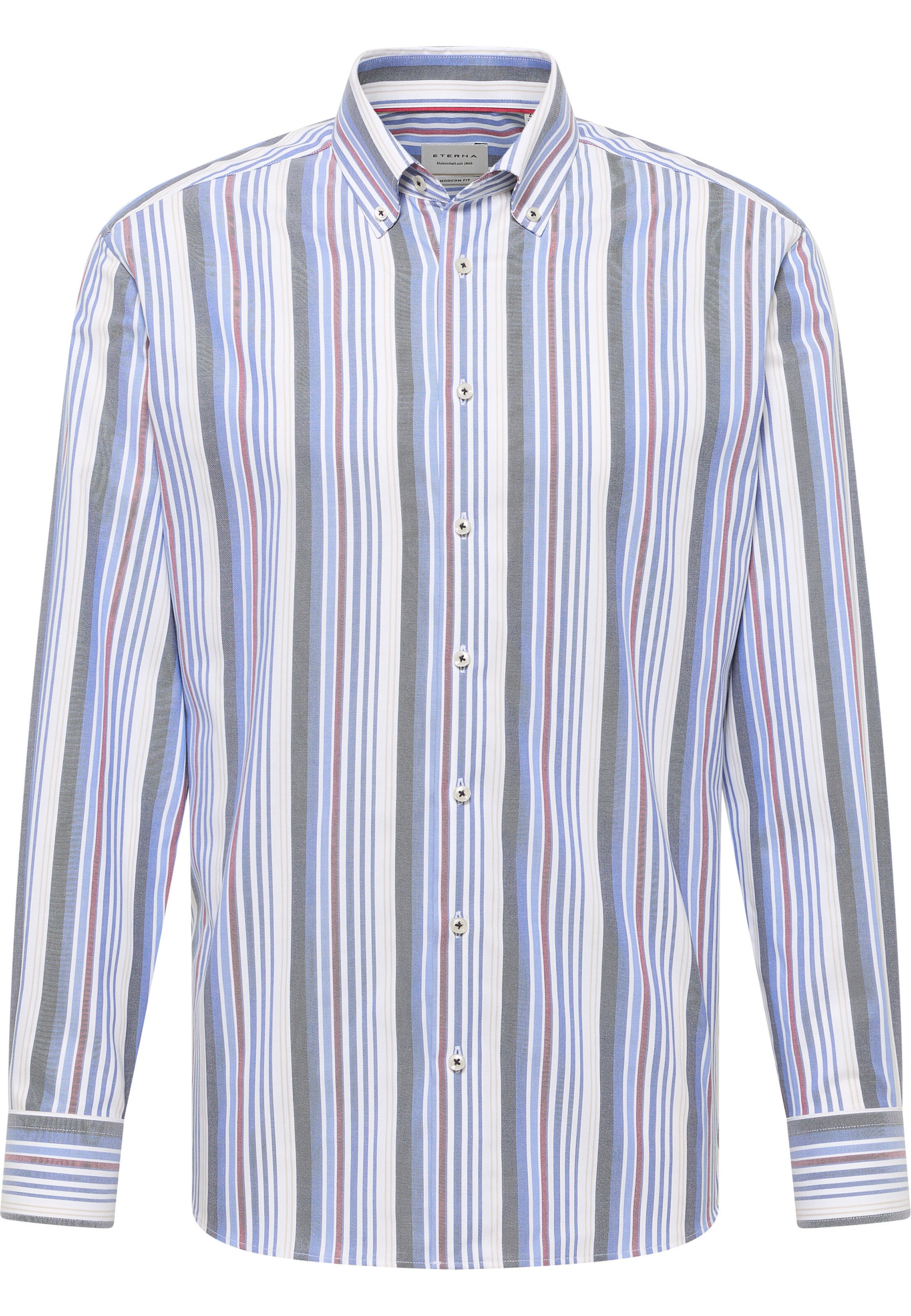 ETERNA Zakelijk overhemd in de kleur Royal blue/koningsblauw / Bruin / Wit, Productweergave