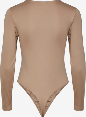 PIECES Shirt Bodysuit 'NEJA' in Brown
