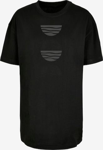 Maglia extra large 'Abstract Waves' di Merchcode in nero: frontale