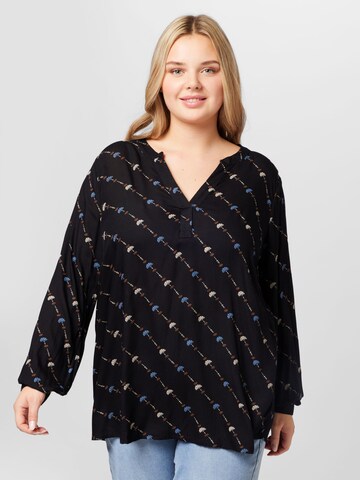 KAFFE CURVE Bluse 'Lenna Tilly' i sort: forside