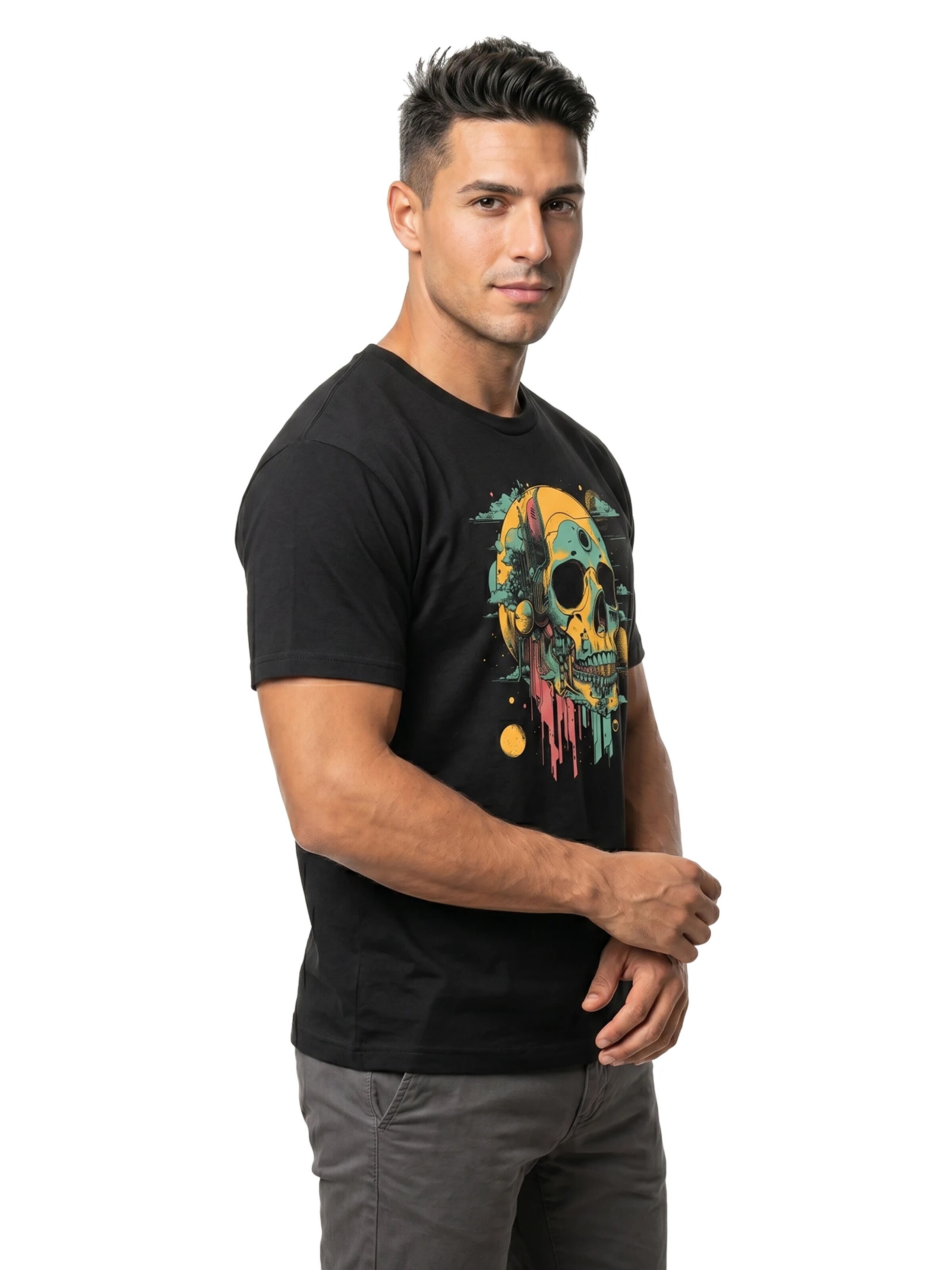 MAKAYA Shirt 'Head Shot Skull' in Black