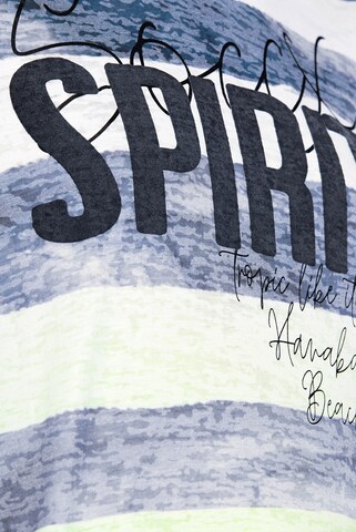Soccx Streifenshirt mit Ausbrenner-Effekten und Artwork in Grün