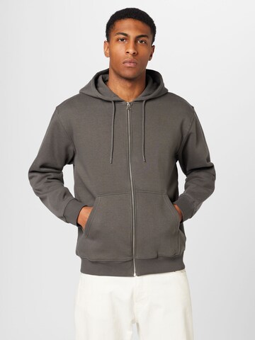 WEEKDAY Zip-Up Hoodie in Grey: front