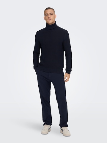 Only & Sons Pullover 'TUCK 7' in Blau