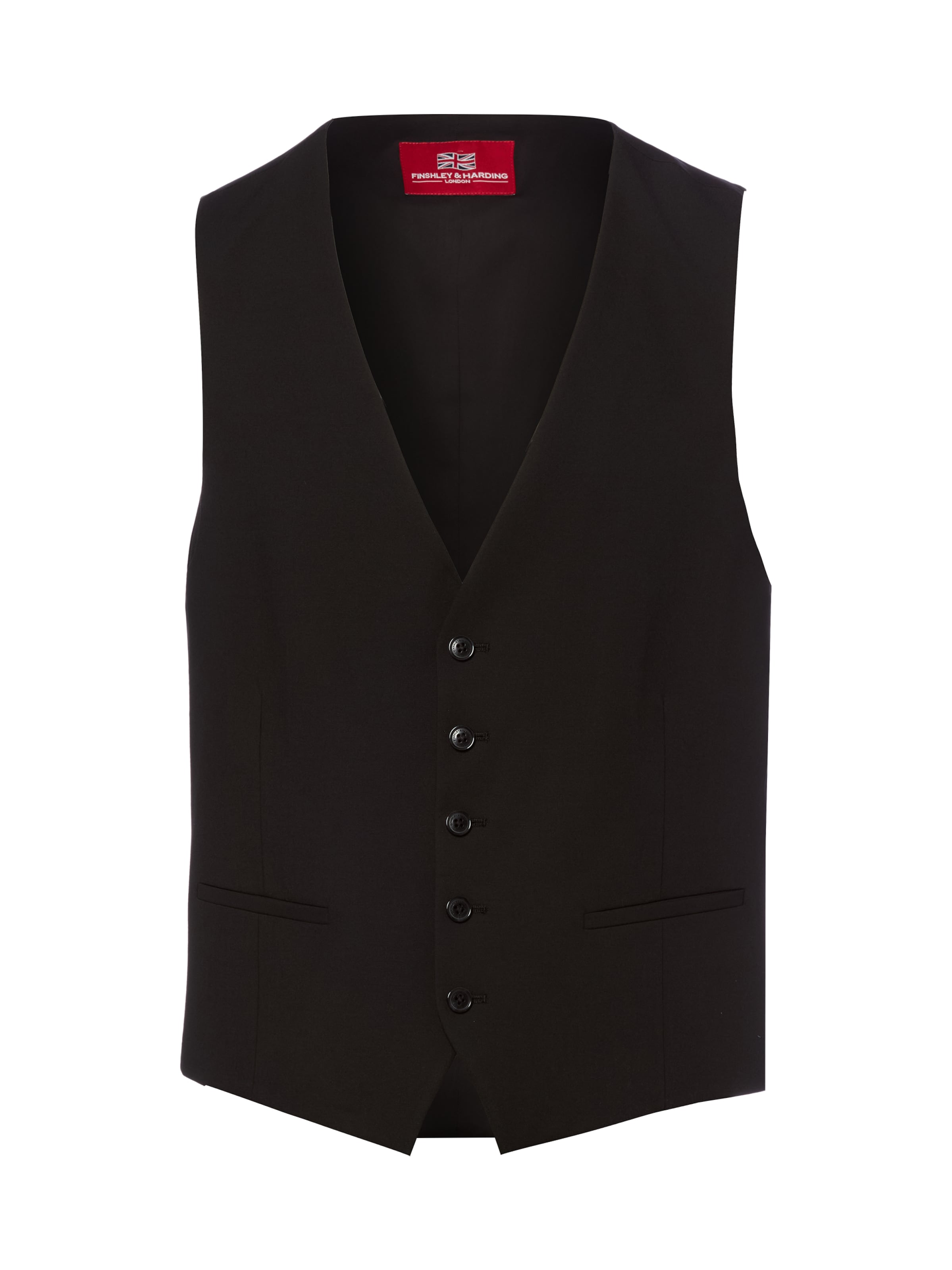 Finshley & Harding London Anzugweste 'Wesdon' in Schwarz: Vorderseite