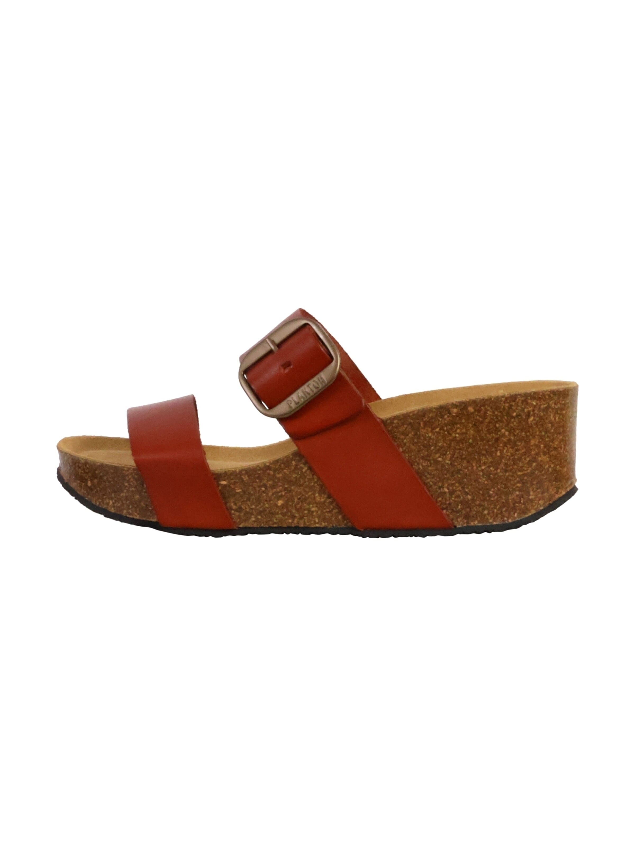 Mule 'So Rock Keilabsatz-Pantoletten aus Leder' Plakton en marron : devant