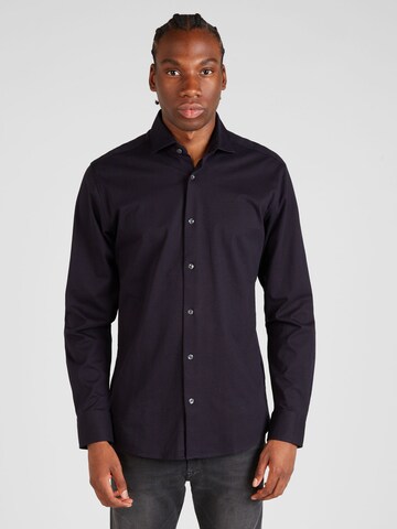 Coupe slim Chemise 'Miller' Bruun & Stengade en bleu : devant