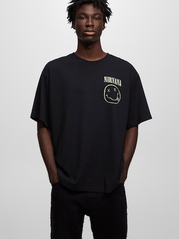 Pull&Bear Póló - fekete: elől