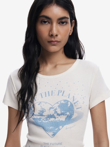 Desigual Футболка 'Love the planet' в Белый