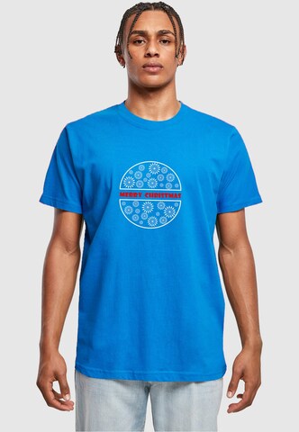 Merchcode Shirt 'Merry Christmas' in Blue: front