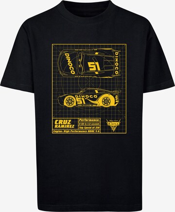 ABSOLUTE CULT Shirt 'Cars - Cruz Ramirez Blueprint' in Zwart: voorkant