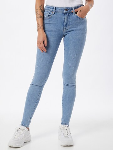 Skinny Jeans de la Superdry pe albastru: față