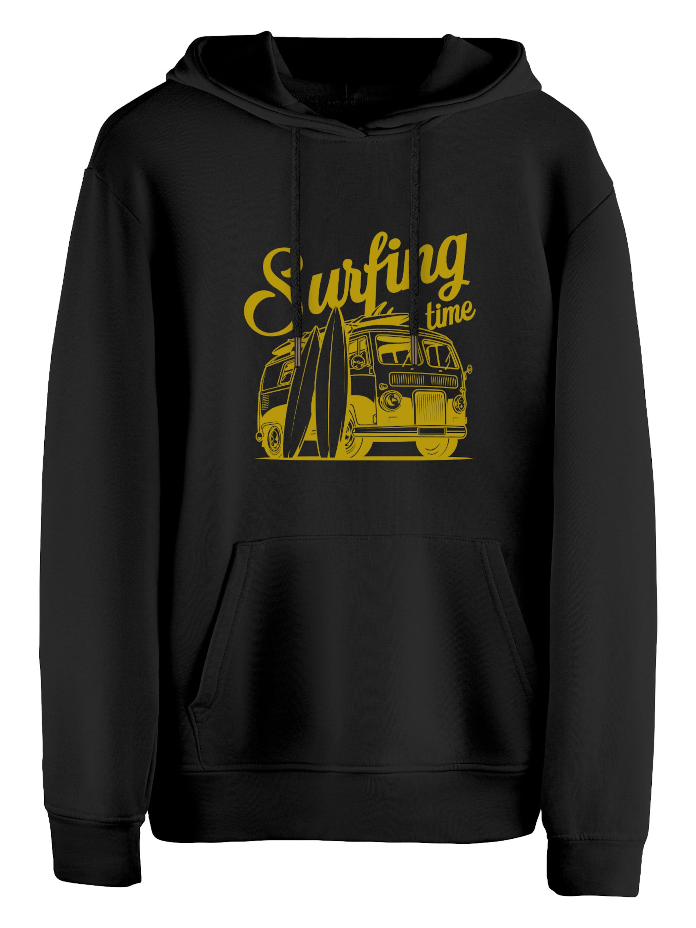 Cotton Prime Sweatshirt 'Surf Time  - Urlaub & Meer' in Zwart: voorkant