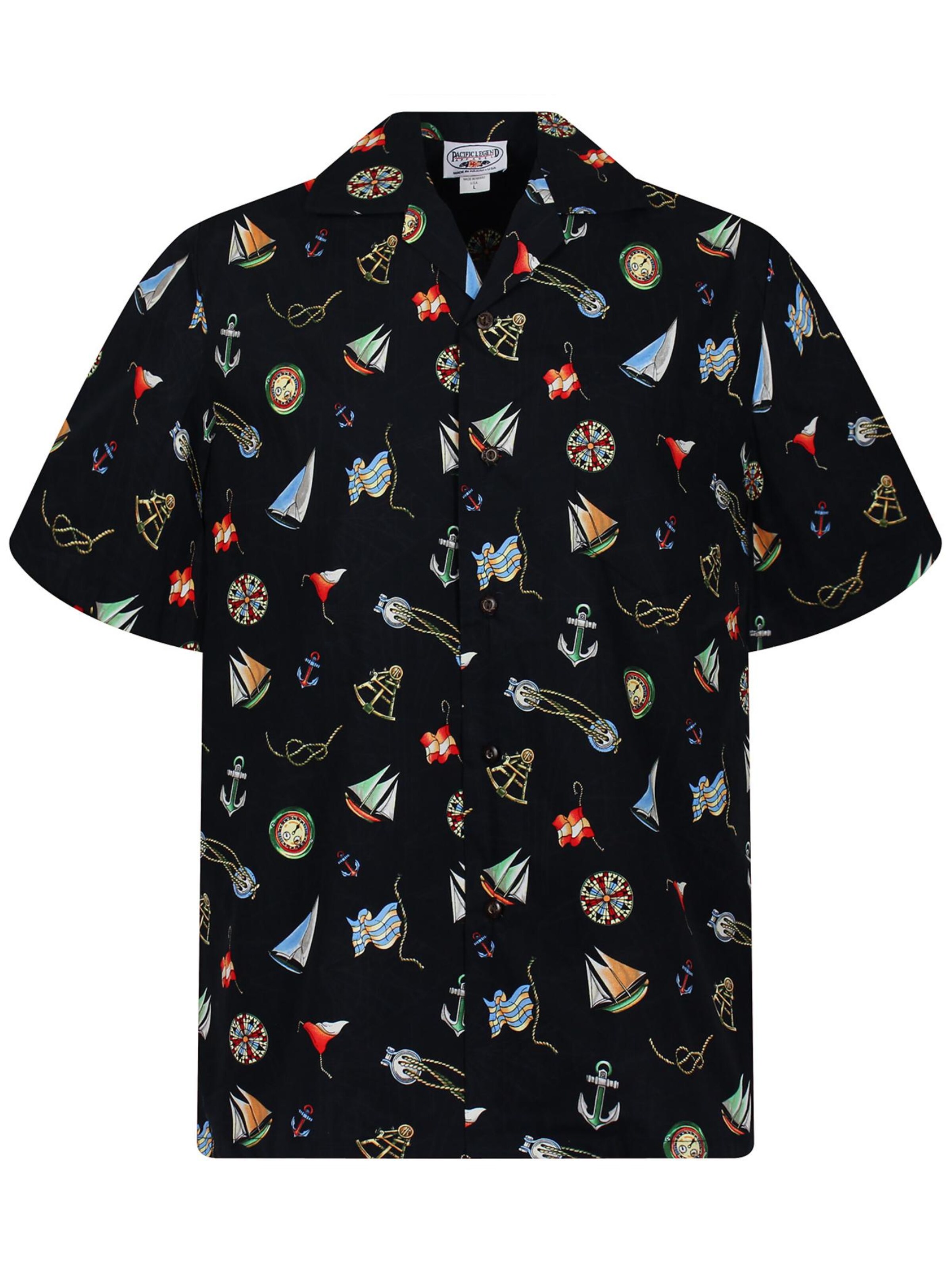 Pacific Legend Regular Fit Hemd 'Anker'‌ in Schwarz: Vorderseite