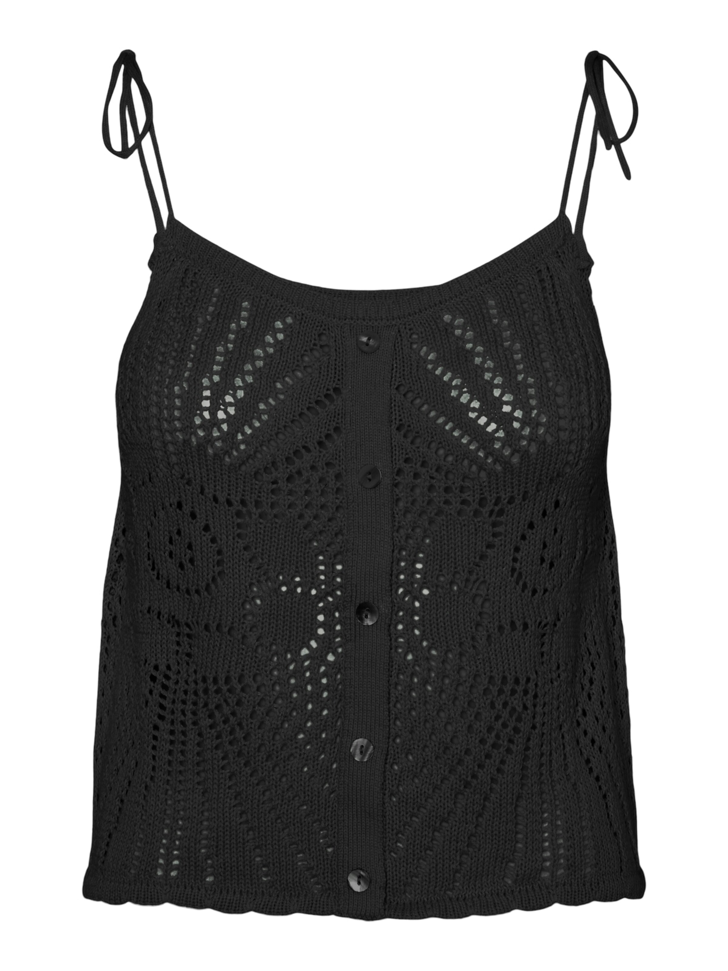 Vero Moda Petite Πλεκτό τοπ 'SILJA' σε μαύρο: μπροστά