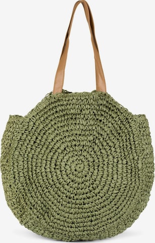 styleBREAKER Shoulder bag 'Runde Flecht Schultertasche - Basttasche' in Green: front
