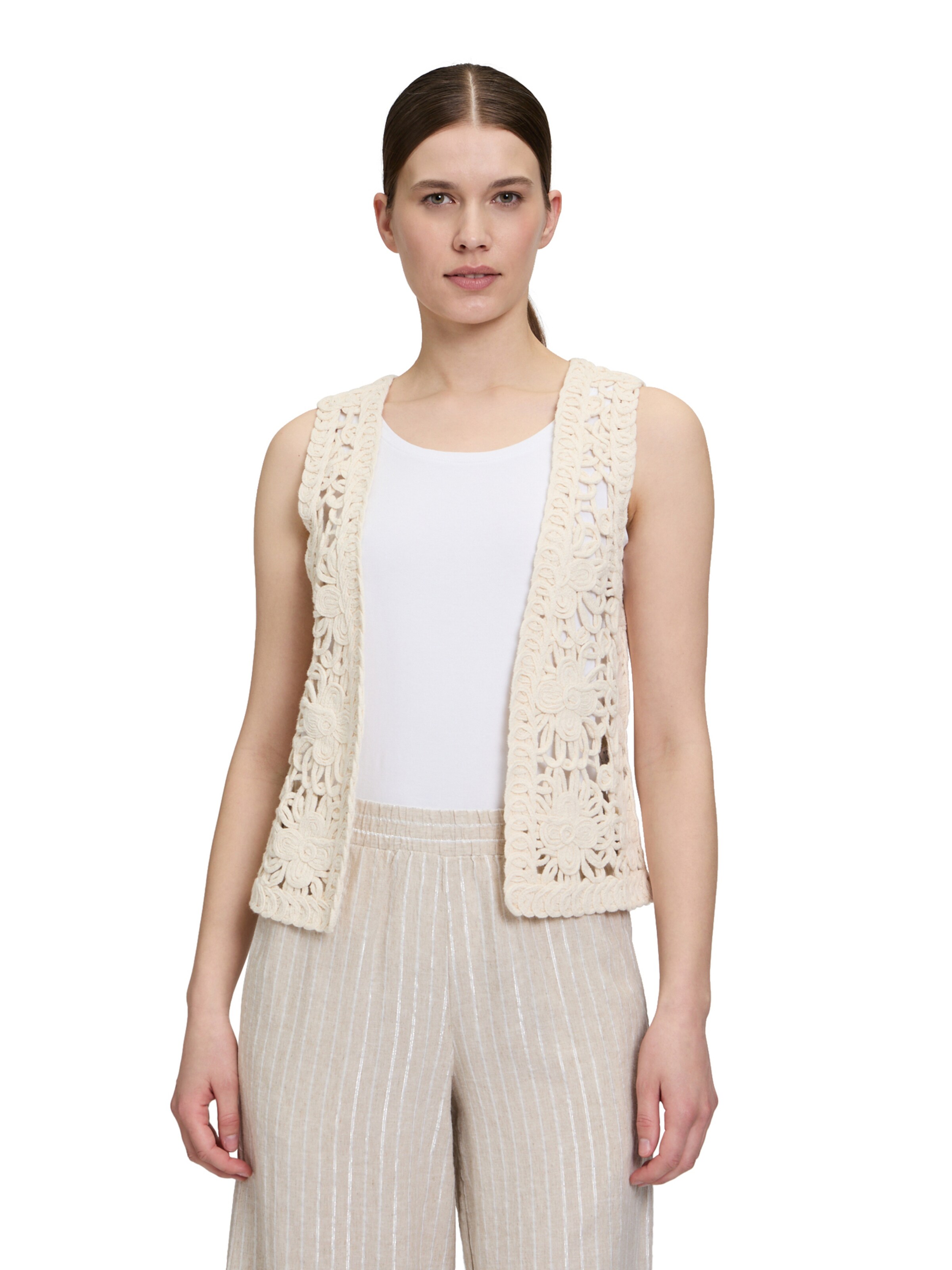 Cartoon Gebreid vest in Beige: voorkant