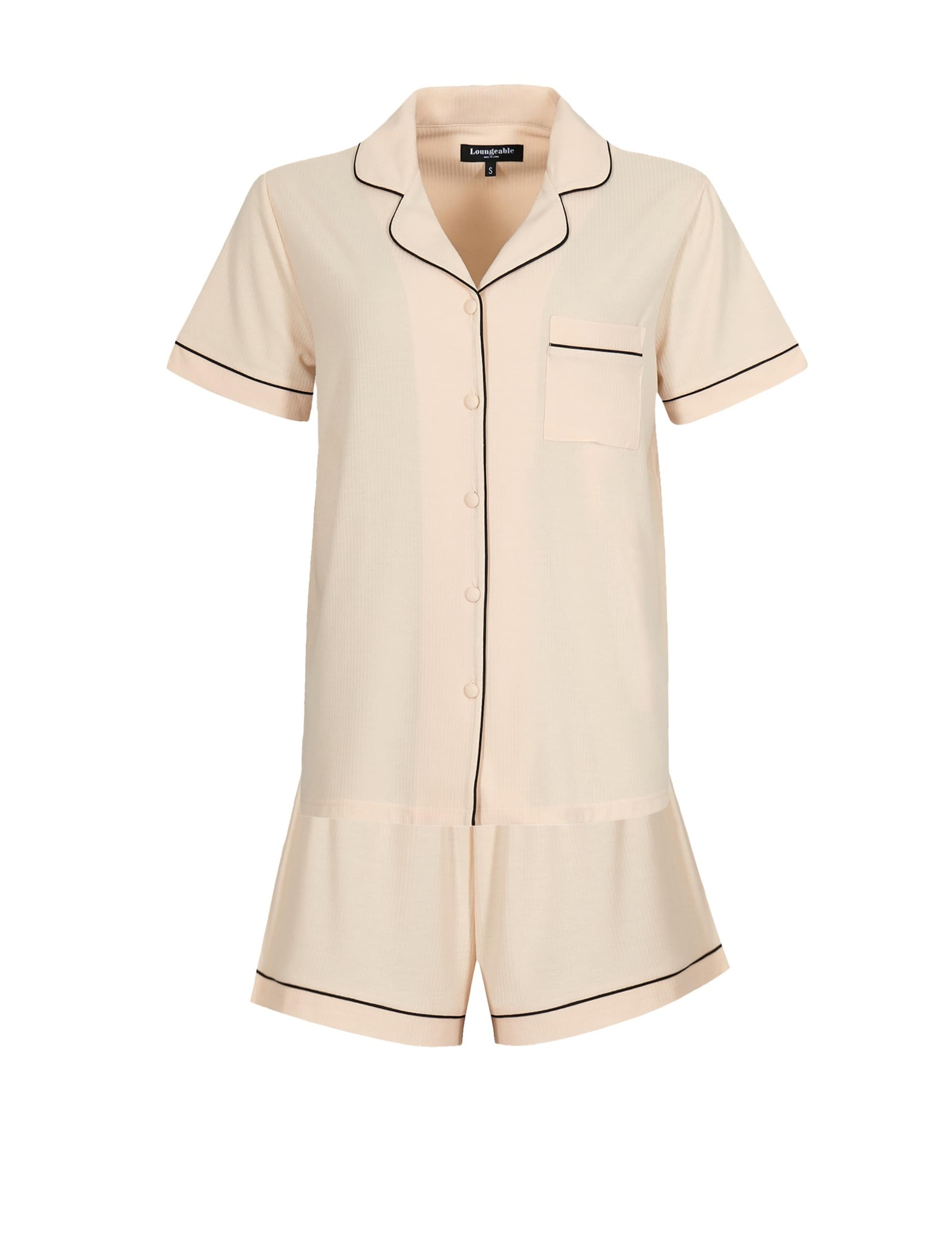 Loungeable Short Pajama Set in Beige: front