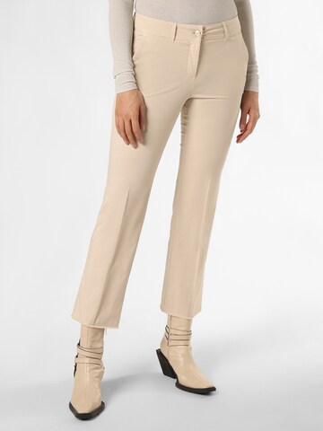 Cambio Boot cut Pleated Pants 'Farah' in Beige: front