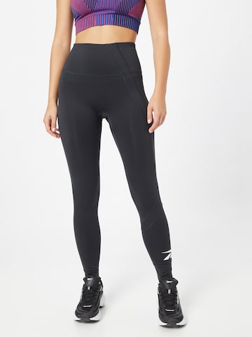 Skinny Pantaloni sportivi 'Vector' di Reebok in nero: frontale