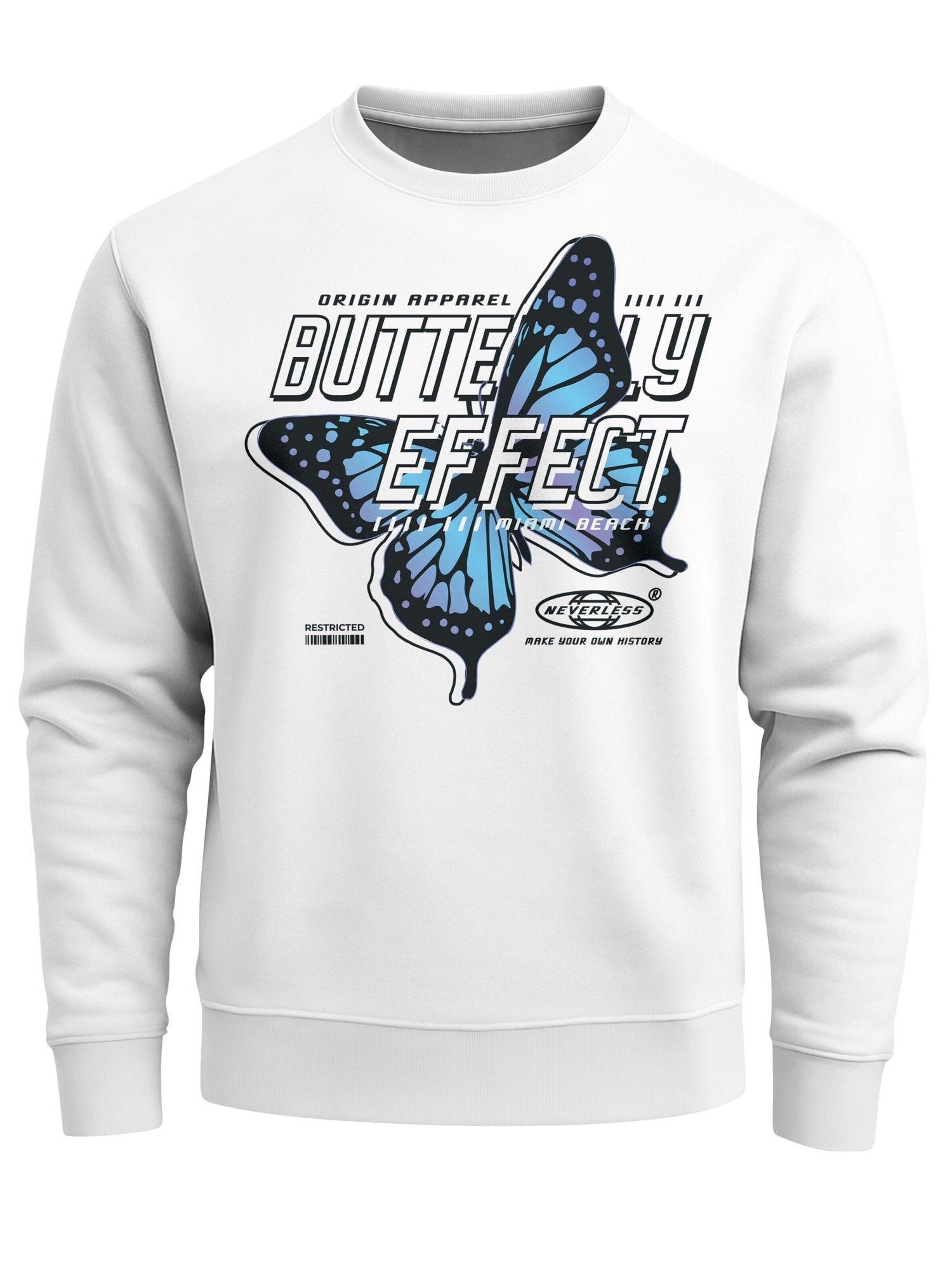 Neverless Sweatshirt 'Butterfly' in White: front