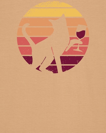 Watapparel Shirt ' Sunset Katze & Rotwein ' in Beige