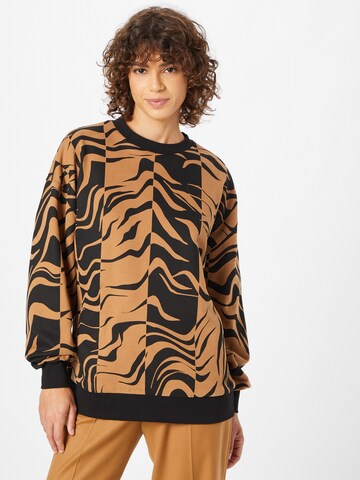 HUGO Red - Sweatshirt 'Dashimaki' em castanho: frente