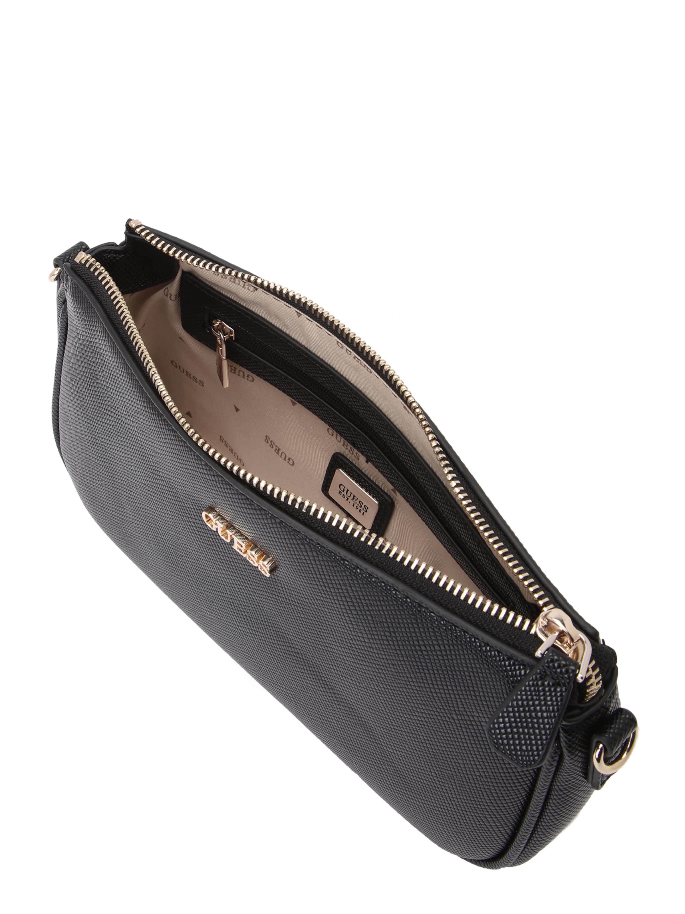 GUESS Τσάντα ώμου 'NOELLE II DBL POUCH CROSSBODY' σε μαύρο