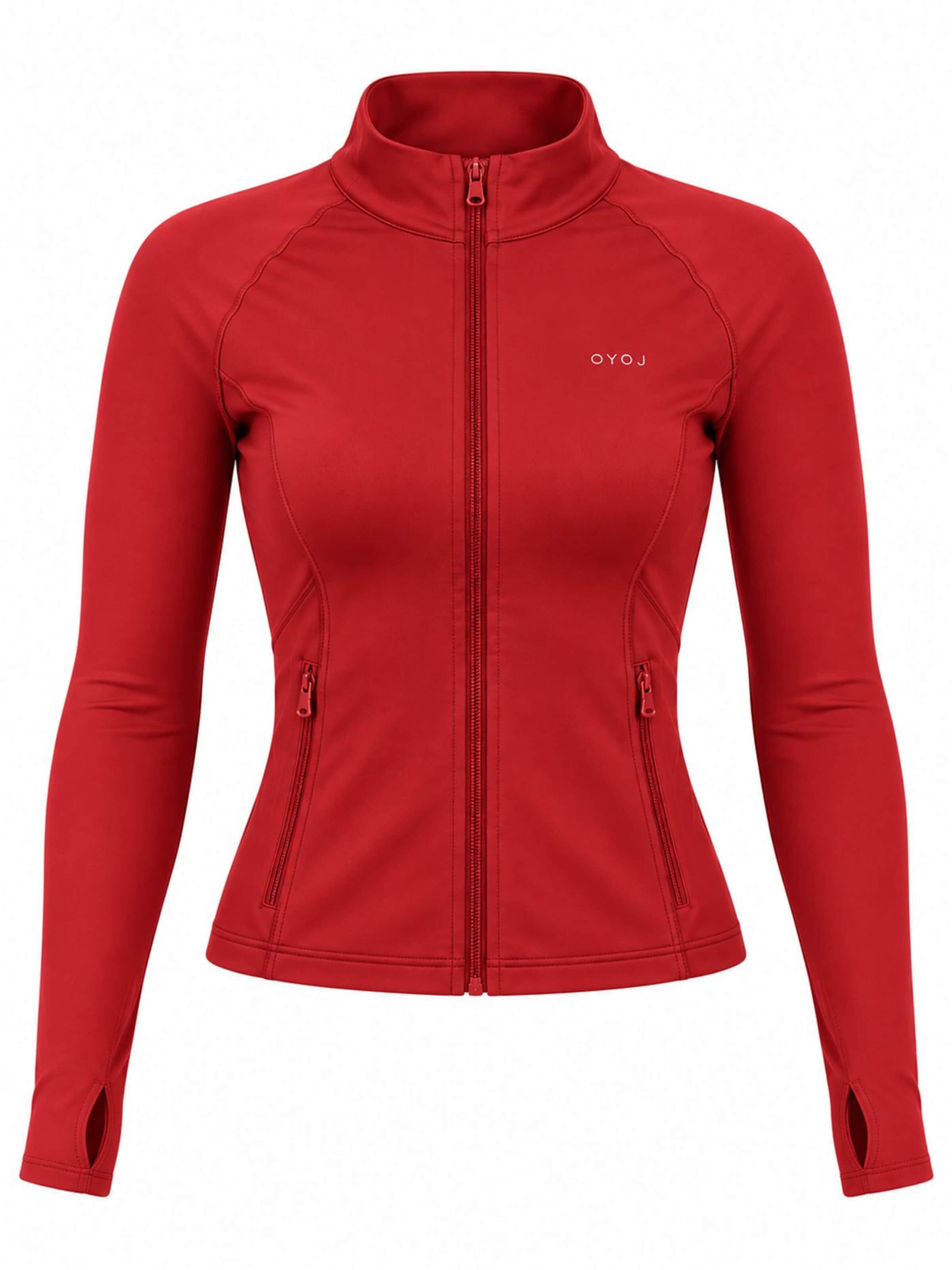 OYOJ Träningsjacka 'Shape Performance Zip Jacket - Red Cherry' i röd: framsida