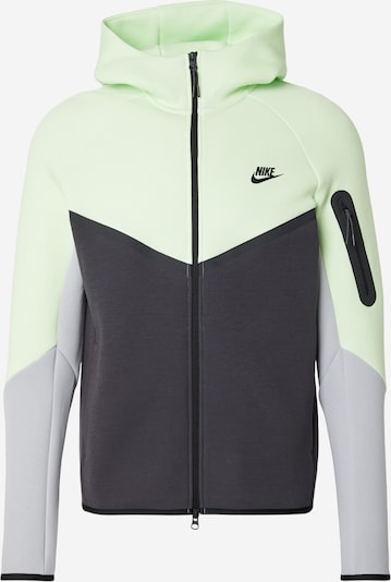 Džemperis 'Tech Fleece' iš Nike Sportswear, spalva – žaliosios citrinos spalva / pilka / tamsiai pilka, Prekių apžvalga