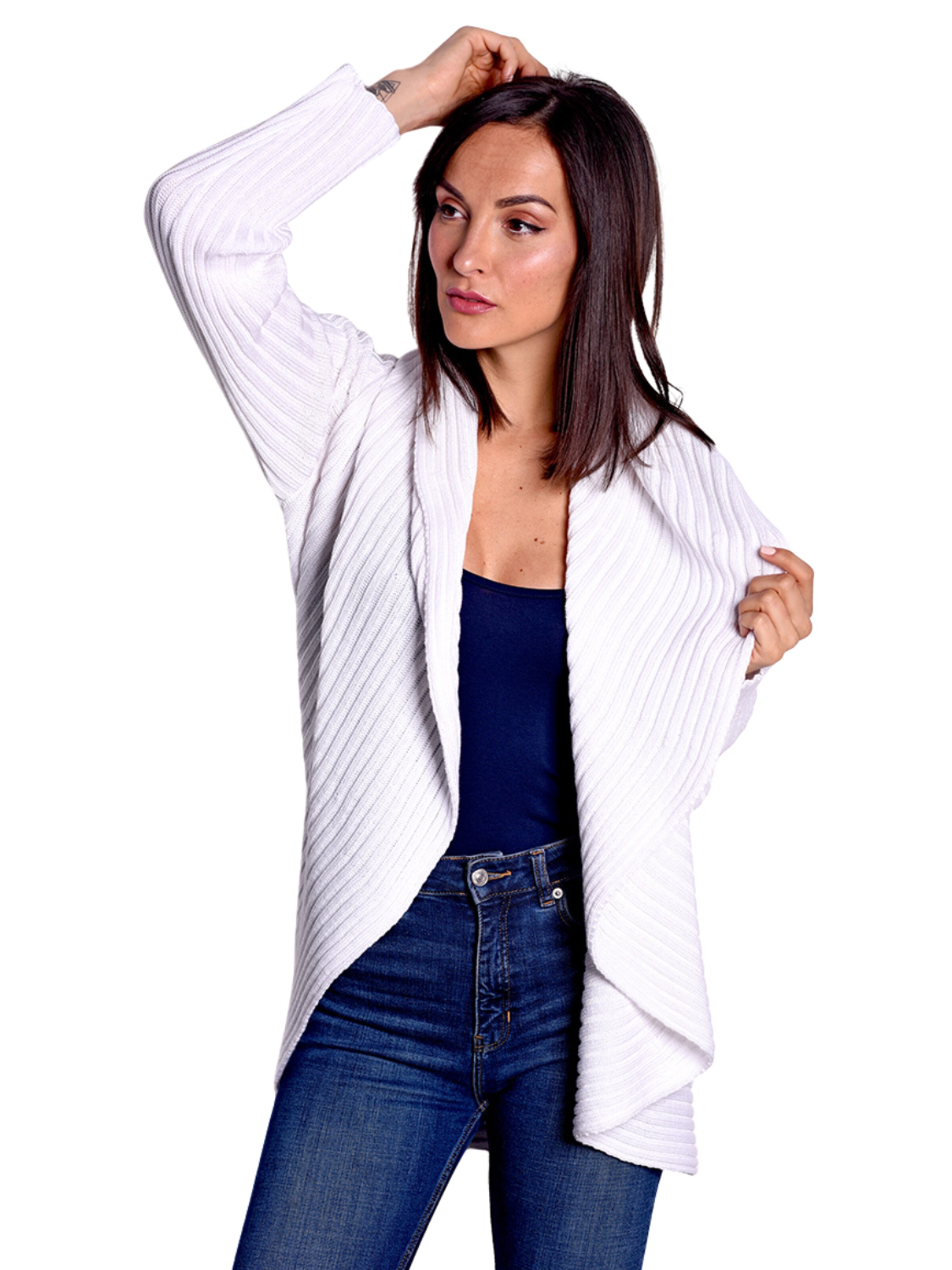 Süel knitwear - Cárdigan 'Round ribbed' en blanco