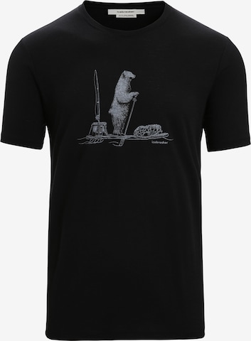 ICEBREAKER Funkcionalna majica 'Tee Polar Paddle' | črna barva: sprednja stran