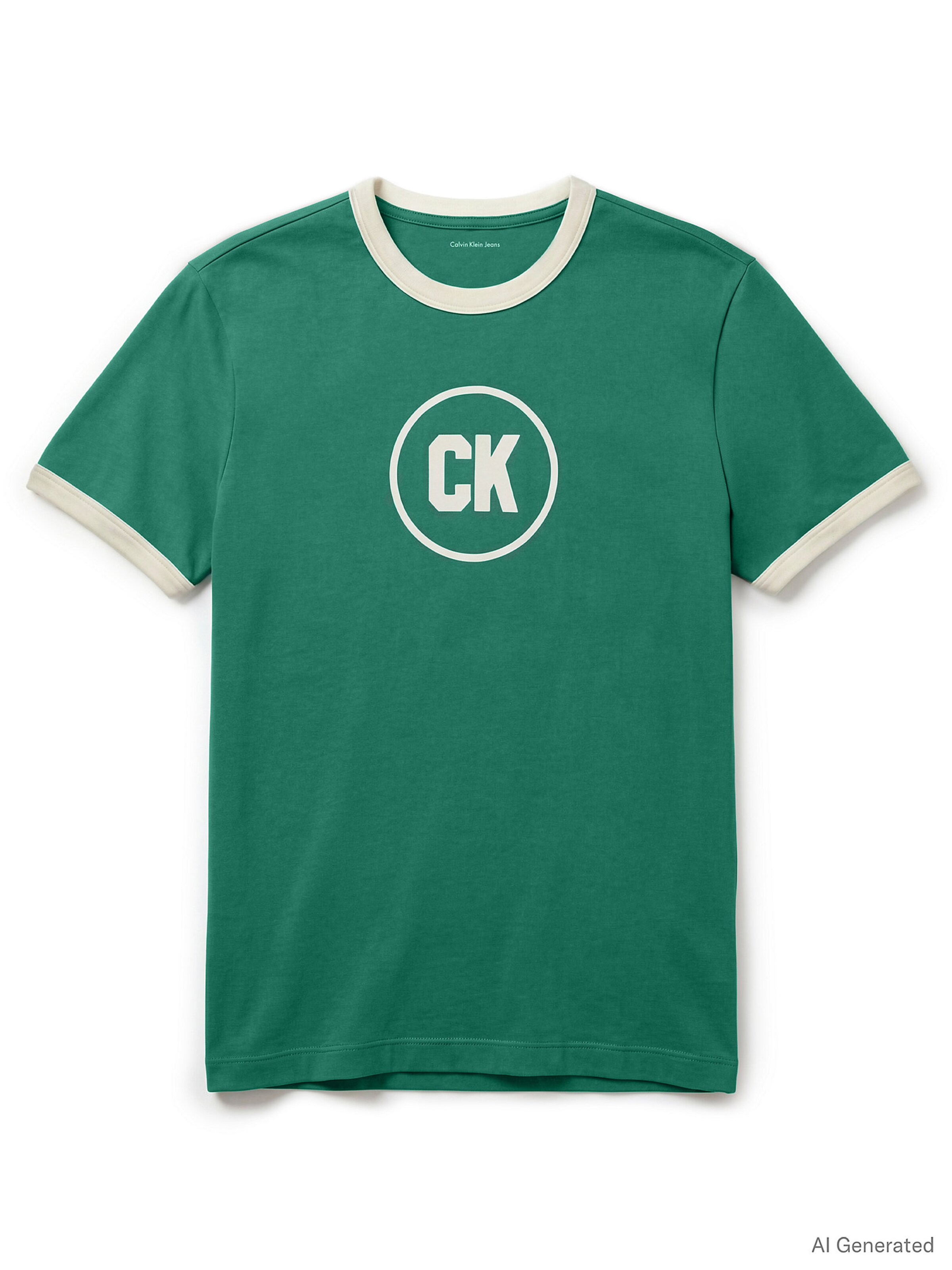 Calvin Klein Jeans T-Shirt in XXS in hellbeige / grün, Produktansicht