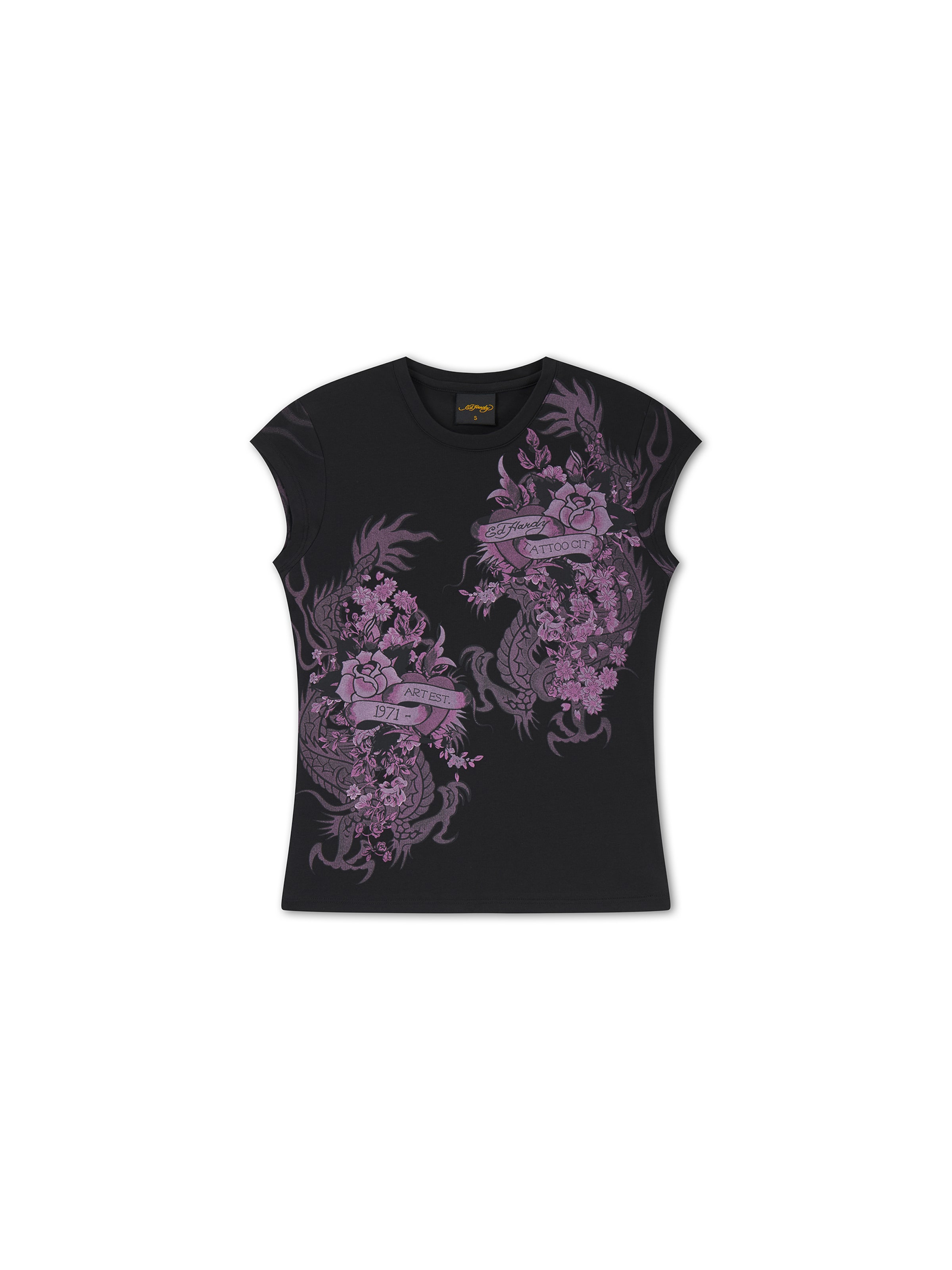 Maglietta 'Tattoo City' di Ed Hardy in nero: frontale